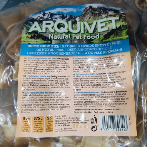 Rawhide Knot Bone 11 Cm Bag of 25 Units Healthy Chew