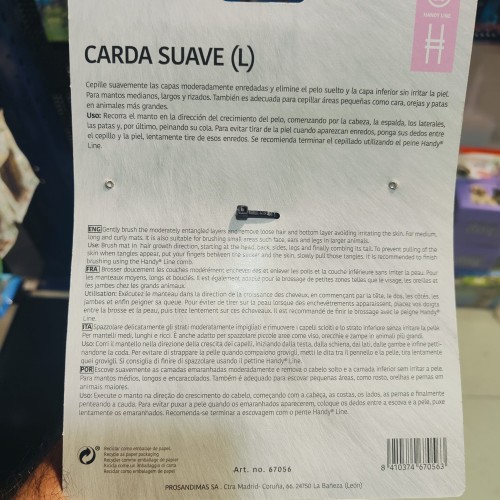 Carda Suave Talla L para Aseo de Mascotas