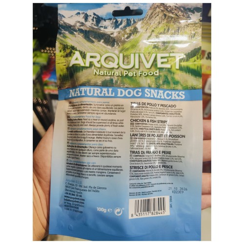 Chicken and Fish Strips Snack 100g Arquivet