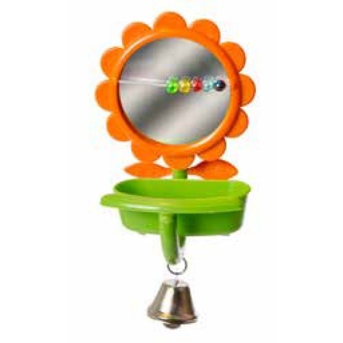 Mirror with Feeder and Bell for Birds