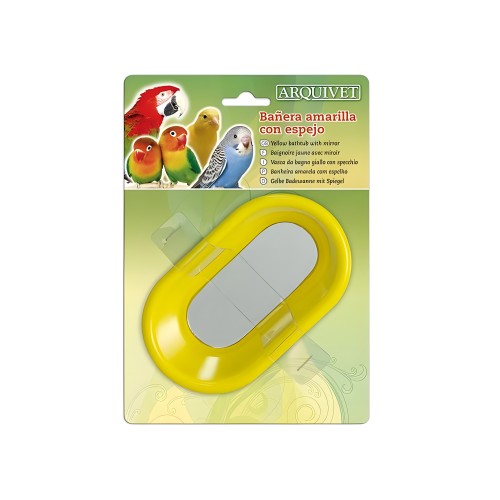 Yellow Bird Bath with Mirror 14.5x8.5x4.5cm - Arquivet