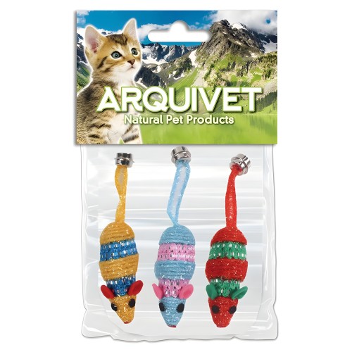 Arquivet Cat Mouse Toy Set 3 Assorted Colors