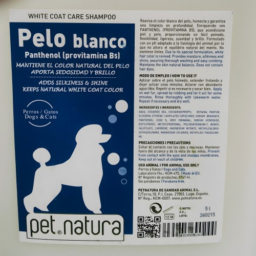 Champú Pelo Blanco 5 Litros - Petnatura